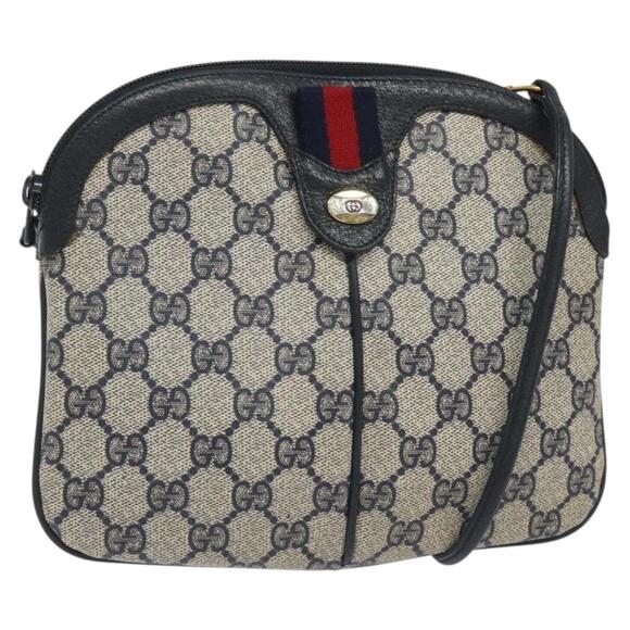 GUCCI GG Supreme Sherry Line Shoulder Bag Pvc Navy Gold 68 02 047 - Picture 1 of 16
